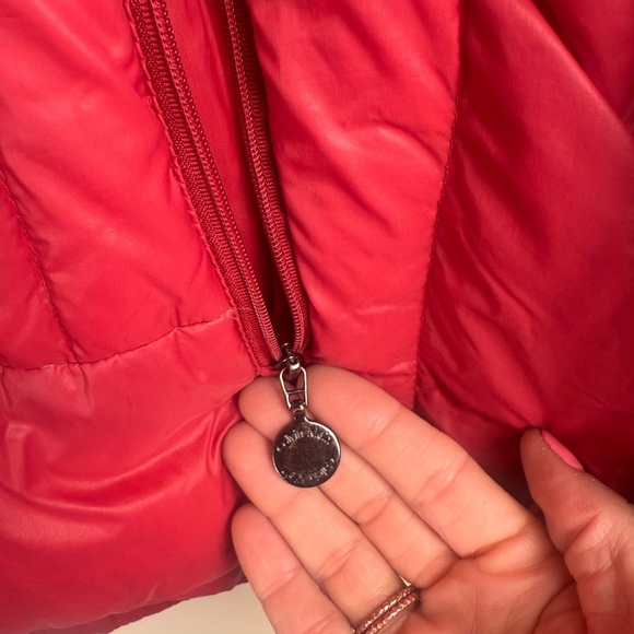 Calvin Klein Down Puffer Jacket Womens Size S Red Full Zip Packable LTWT FLAW - Picture 5 of 16